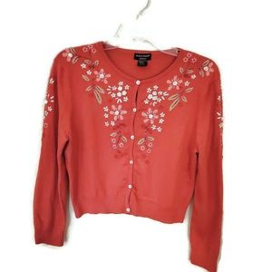 GUESS JEANS Crochet & Beaded Cardigan Size L